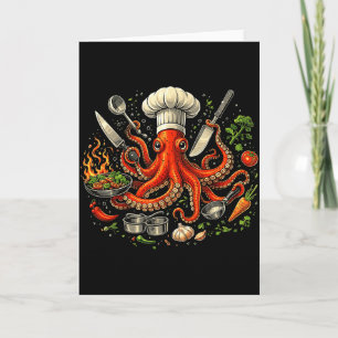 Cartão Chef polvo polvo engraçado cozinhar sous chef cozi