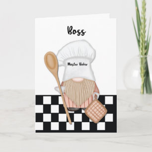 Cartão Chefe Birthday Whimsical Gnome Baker Baking