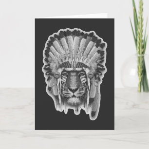 Cartão Chefe de Tigre Nativo Americano