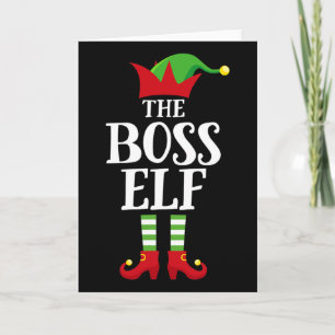 Cartão Chefe Elf Family Matando o Grupo de Natal Elf Paja