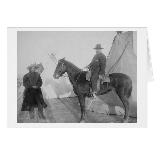 Cartão Chefe Oglala "Urso Rochoso" com Branco (Frente Horizontal)