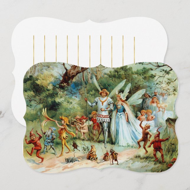 Cartão Chegada do Rei e da Rainha das Fadas (Frente/Verso)