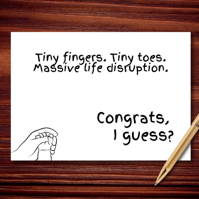 Cartão Chegou o verdadeiro caos - Chá de fraldas engraçad (Criador carregado)