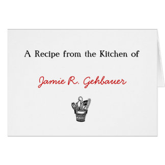 Cartão cheio dos utensílios, uma receita do pote da