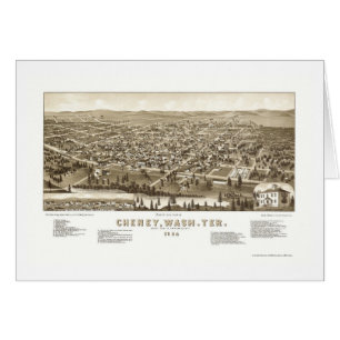 Cartão Cheney, mapa panorâmico de WA - 1884