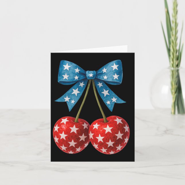 Cartão Cherries American Flag Coquette Arco Cherry 4th (Frente)