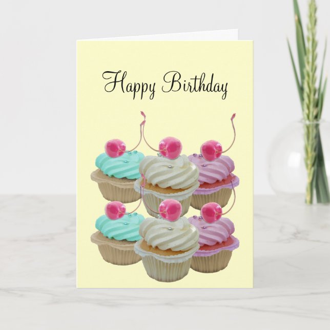 Cartão Cherry cupcakes (Frente)