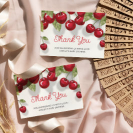 Cartão Cherry On Top Watercolor Chá de fraldas Obrigado