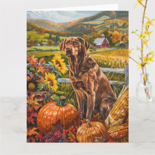 Cartão Chesapeake Bay Terrier Autumn Harvest Ação de Graç