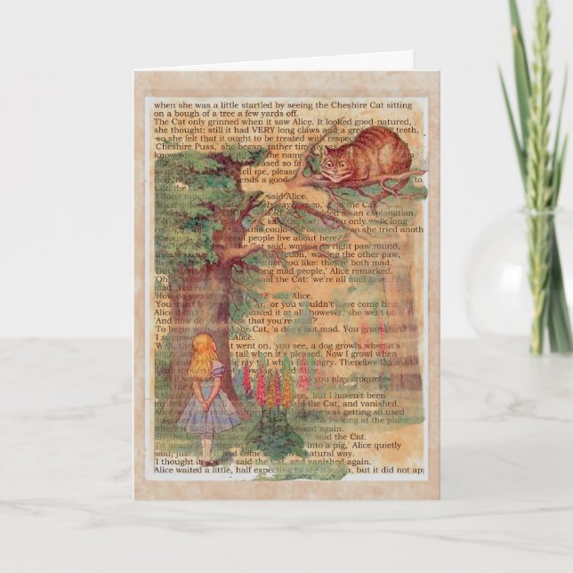 Cartão Cheshire cat and alice (Frente)
