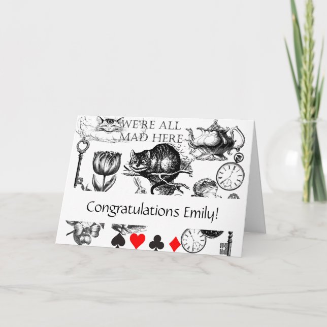 Cartão Cheshire Cat Classic Alice em Maravilderland (Frente)