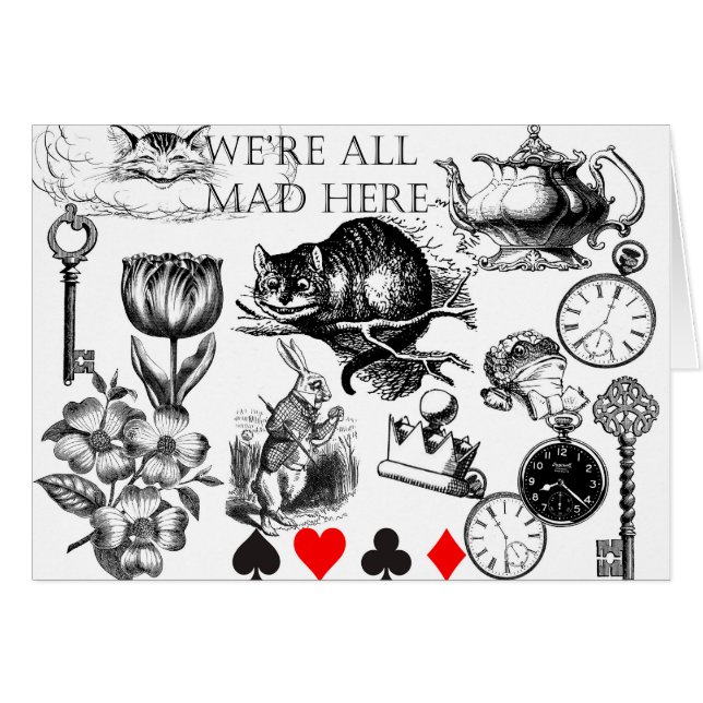 Cartão cheshire cat classic alice in wonderland character (Frente Horizontal)