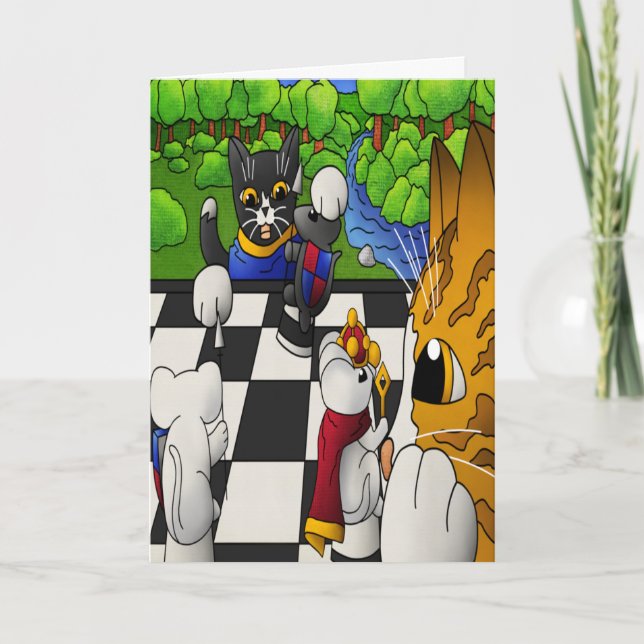 Cartão Chess Cats in the park (Frente)