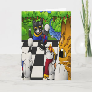 Cartão Chess Cats in the park