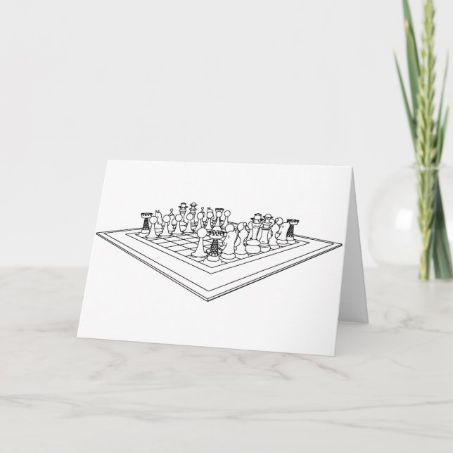 Cartão Chessboard & Chess Pieces: (Frente)