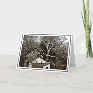 Cartão Chester County House com Sycamore Tree no inverno