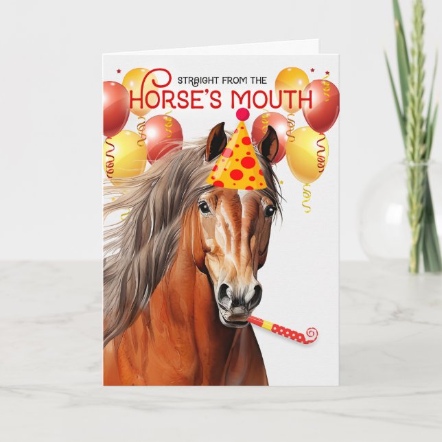 Cartão Chestnut Draft Horse Funny Birthday (Frente)