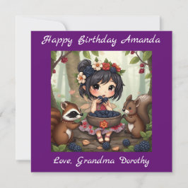 Cartão Chibi Fairy Birthday | Página de cores