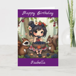 Cartão Chibi Fairy Birthday | Página de cores