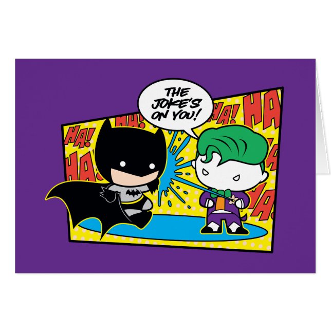 Cartão Chibi Joker Pranking Chibi Batman (Frente Horizontal)