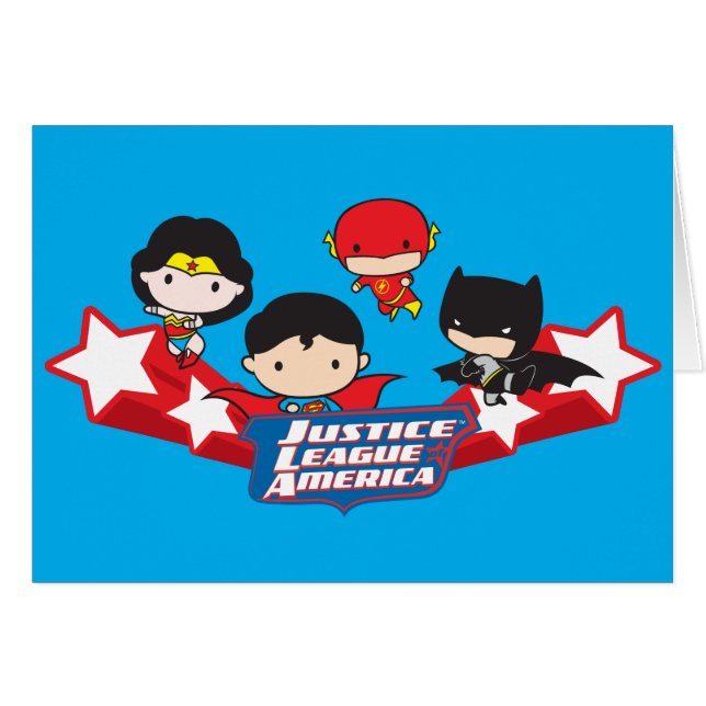 Cartão Chibi Justice League of America Stars (Frente Horizontal)