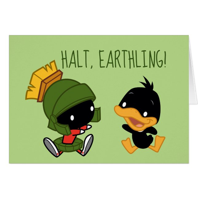Cartão Chibi MARVIN THE MARTIAN™ & DAFFY DUCK™ (Frente Horizontal)