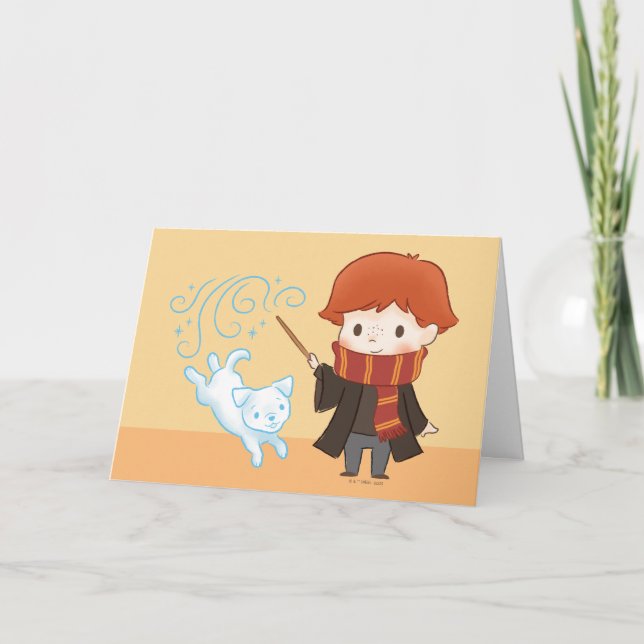 Cartão Chibi Ron Weasley Patronus (Frente)