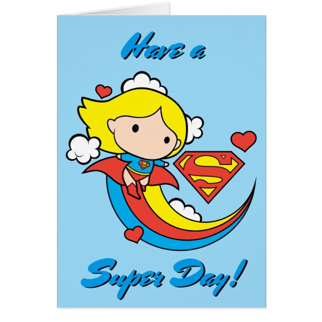 Cartão Chibi Supergirl Flying Rainbow (Frente)