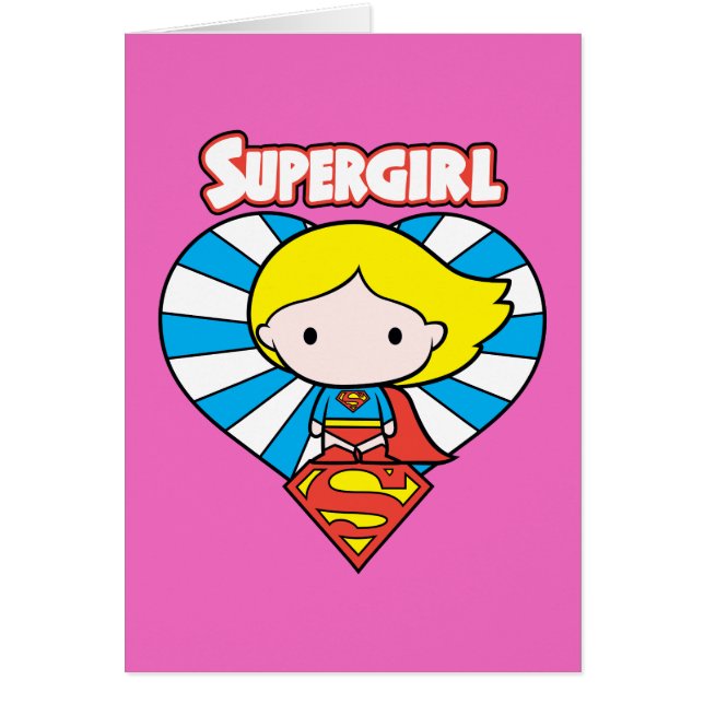 Cartão Chibi Supergirl Starburst Heart and Logo (Frente)