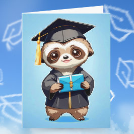 Cartão Chibis de Preguiça de Formatura Feliz