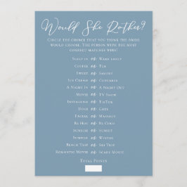 Cartão Chic Blue Downloadable Bridal Shower Guess Game