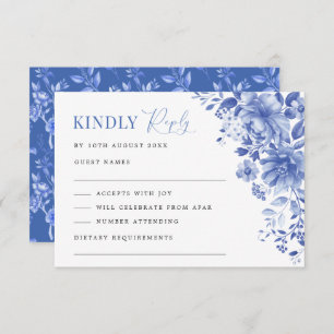 Cartão Chic Blue White Chinoiserie Floral Weding RSVP