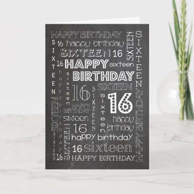 Cartão Chic Chalkboard 16th Birthday Card, específica par (Frente)
