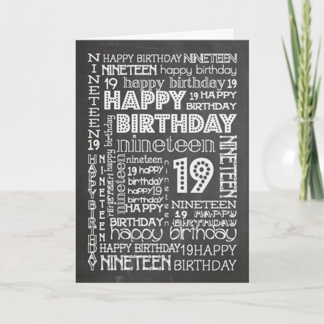 Cartão Chic Chalkboard 19th Birthday Card, específica par (Frente)