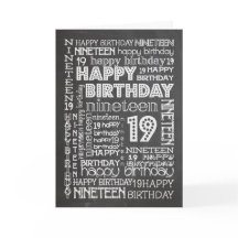 Chic Chalkboard 19th Birthday Card, específica par