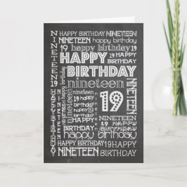 Cartão Chic Chalkboard 19th Birthday Card, específica par