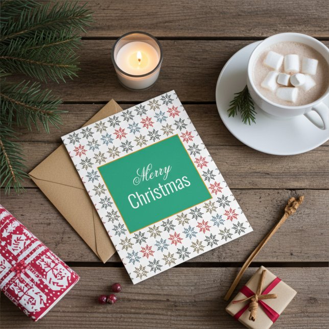 Cartão Chic Colorful Poinsettias Motif, Natal Elegante (Criador carregado)