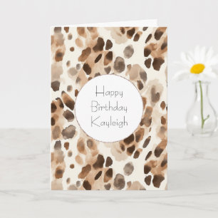 Cartão Chic Cream Brown Leopard Animal Print Aniversário
