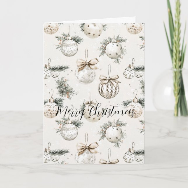 Cartão Chic Cream Ornaments Christmas (Frente)