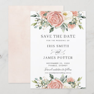 Cartão Chic de Save the Date de Casamento com Flor