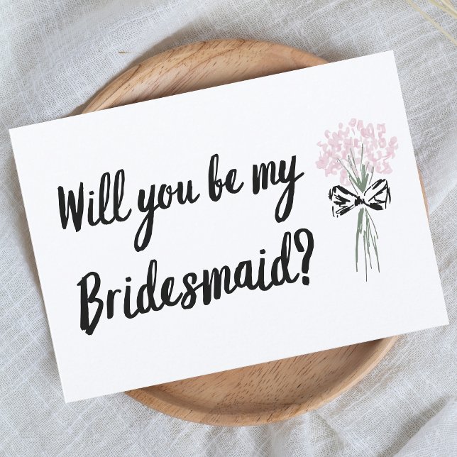 Cartão Chic, Desenhado, Você Será Minha Proposta De Bride (Sweet and charming card featuring a delicate bouquet design, perfect for your bridesmaid proposal.)