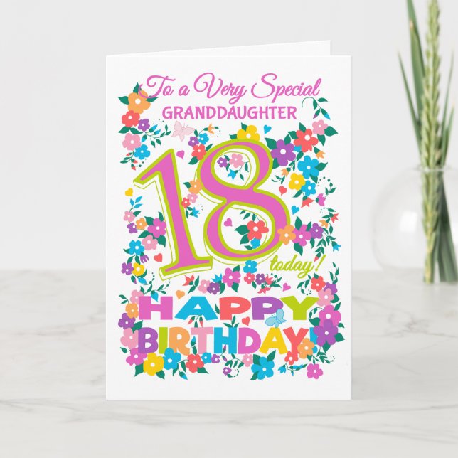 Cartão Chic Floral 18th Birthday for Granddaughter (Frente)