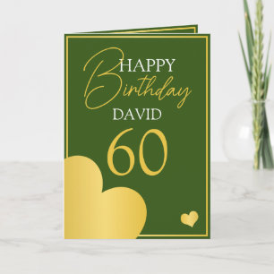 Cartão Chic Green e Dourado marido 60º aniversário