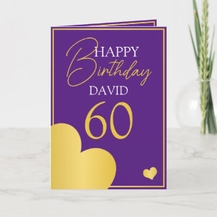 Cartão Chic Purple e marido Dourado 60º aniversário