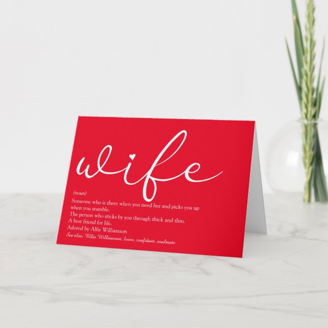Cartão Chic Script Wife Definition Love Heart (Frente)