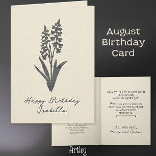 Cartão Chic Stamped Gladiolus August Birth Flower Linen