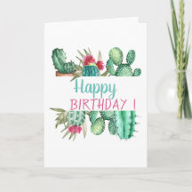 Chic Watercolor Cactus Birthday