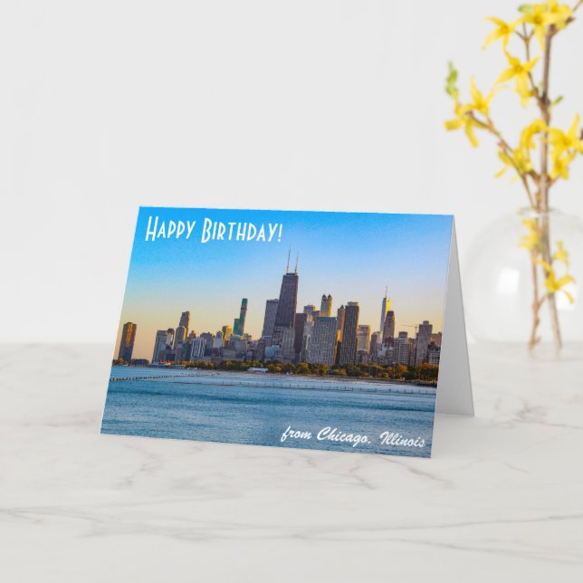 Cartão Chicago Happy Birthday Card (Flor Amarela)