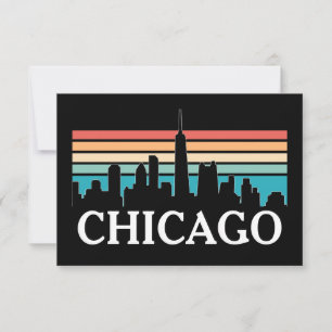 Cartão Chicago Illinois Vintage Retro Sunset Skyline