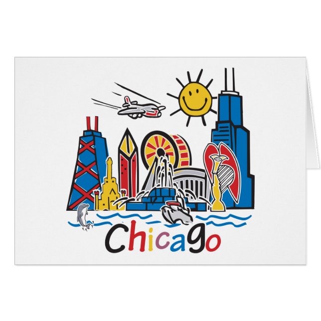 Cartão Chicago Kids Skyline (Frente Horizontal)